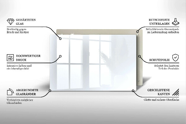 Chopping board glass White color