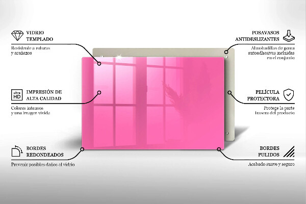 Chopping board glass Pink color