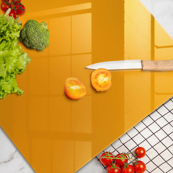 Chopping board glass Dark yellow color