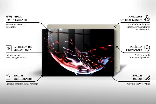 Cutting board A glass of red wine