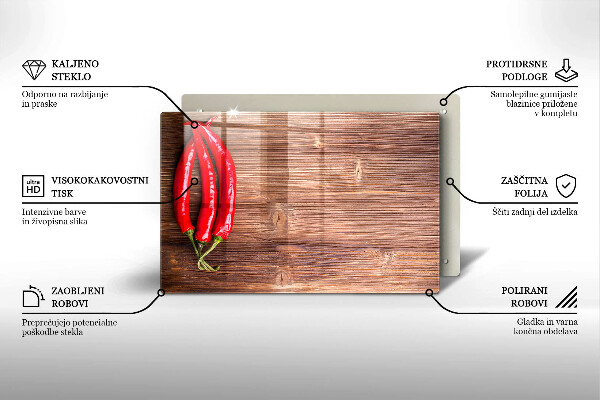 Worktop saver Chili peppers on wood