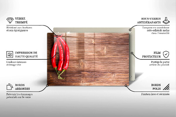 Worktop saver Chili peppers on wood