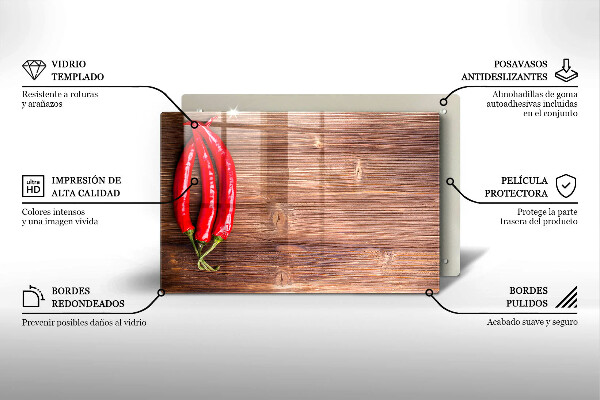 Worktop saver Chili peppers on wood