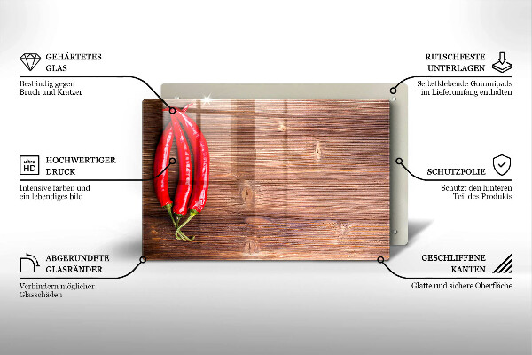 Worktop saver Chili peppers on wood