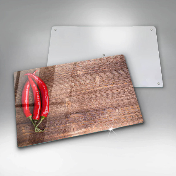 Worktop saver Chili peppers on wood