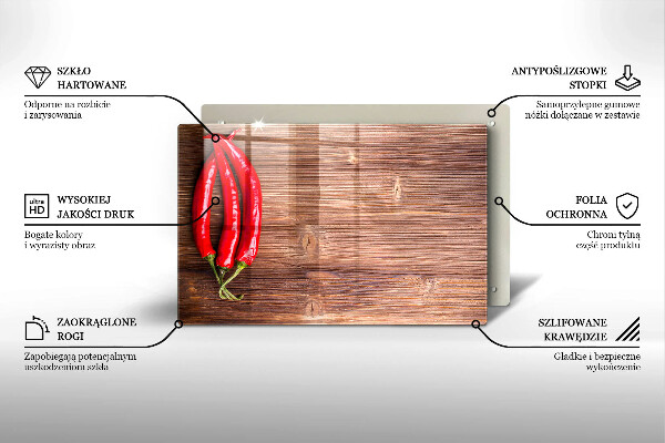 Worktop saver Chili peppers on wood