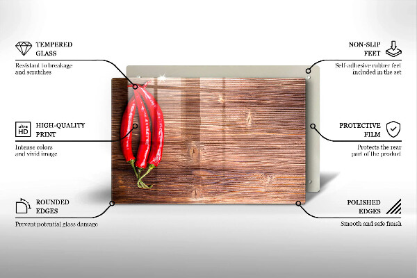 Worktop saver Chili peppers on wood