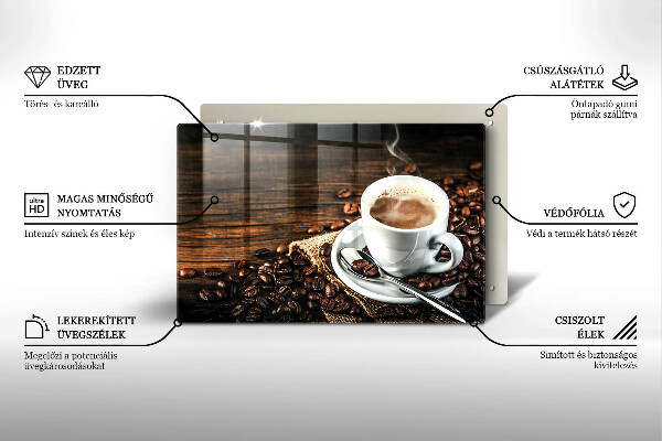 Cutting board Cup and coffee beans