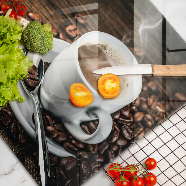 Cutting board Cup and coffee beans
