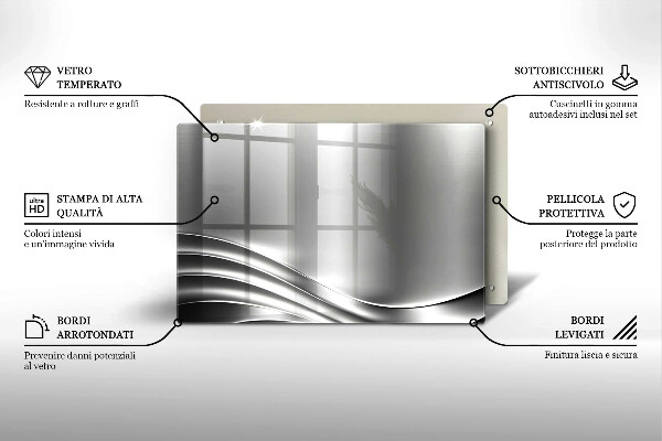 Chopping board glass Metal structure