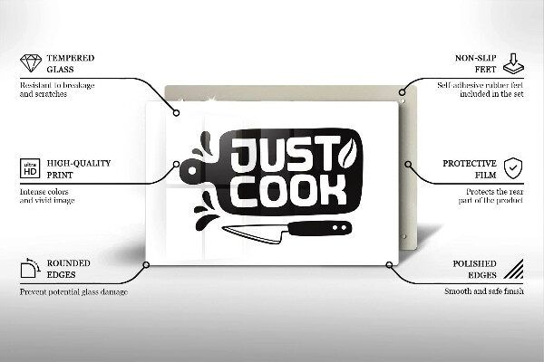Cutting board Kitchen inscription Just Cook