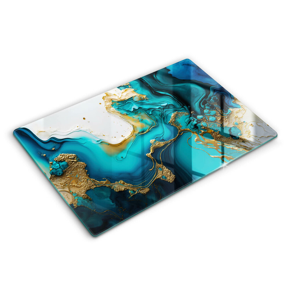 Chopping board glass Turquoise abstraction