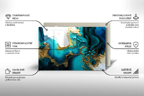 Chopping board glass Turquoise abstraction