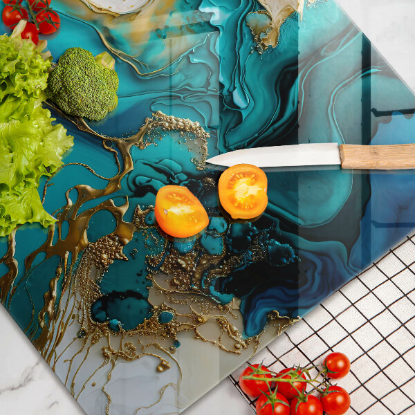 Chopping board glass Turquoise abstraction