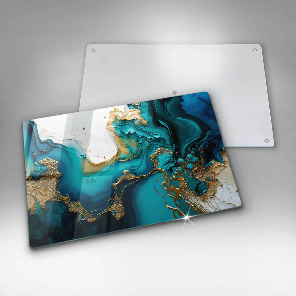 Chopping board glass Turquoise abstraction