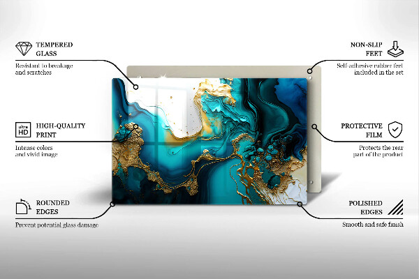 Chopping board glass Turquoise abstraction
