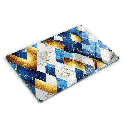 Chopping board glass Golden Rombs Marble