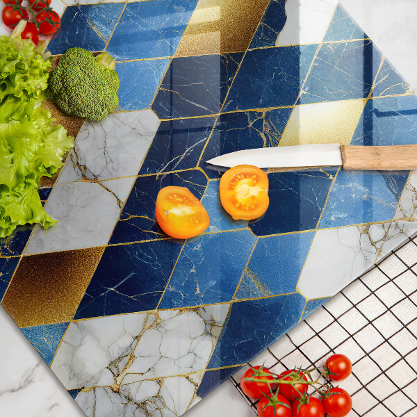Chopping board glass Golden Rombs Marble