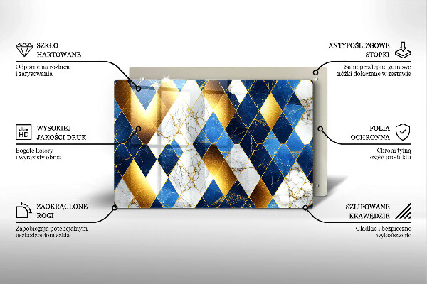 Chopping board glass Golden Rombs Marble