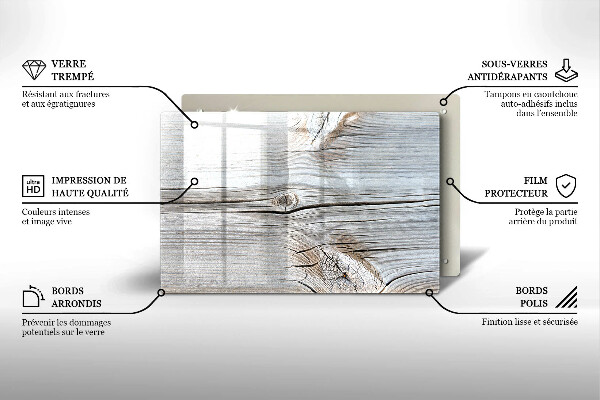 Chopping board glass Bright wood structure