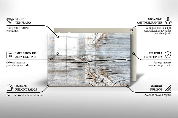 Chopping board glass Bright wood structure