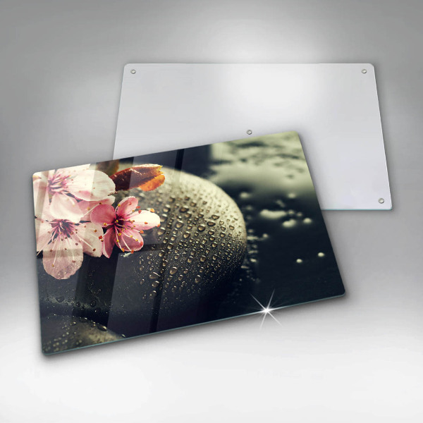 Chopping board glass Flowers stones zen