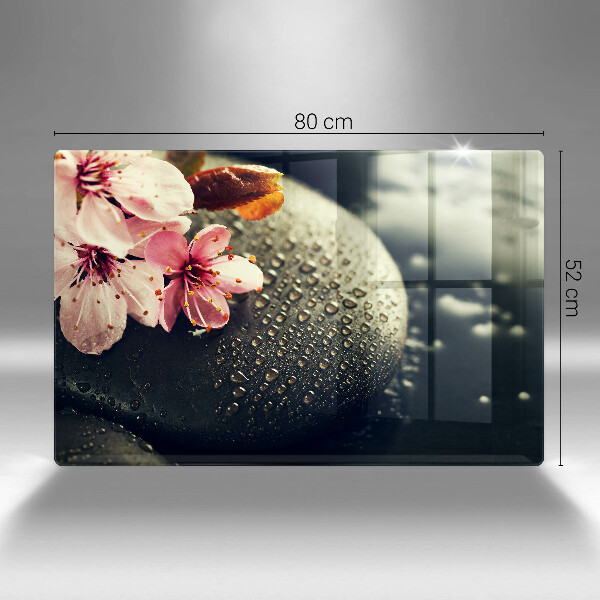 Chopping board glass Flowers stones zen