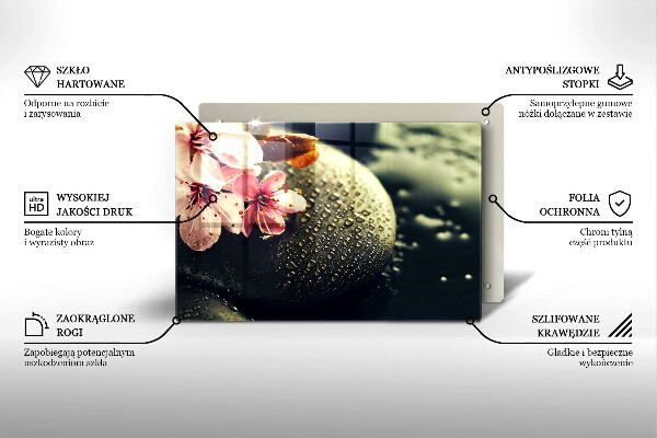 Chopping board glass Flowers stones zen