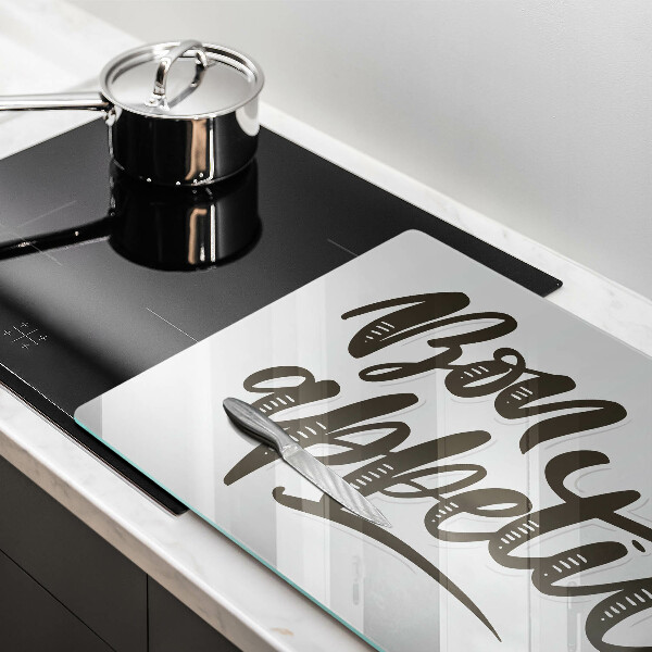 Chopping board glass The inscription Bon Appetit