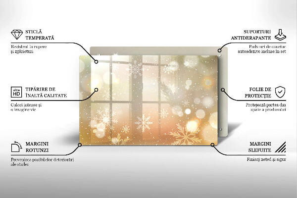 Chopping board glass Snowflakes