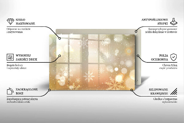 Chopping board glass Snowflakes