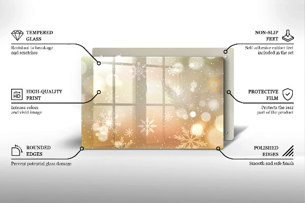 Chopping board glass Snowflakes