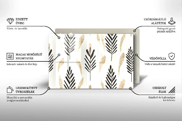 Chopping board glass Boho plants