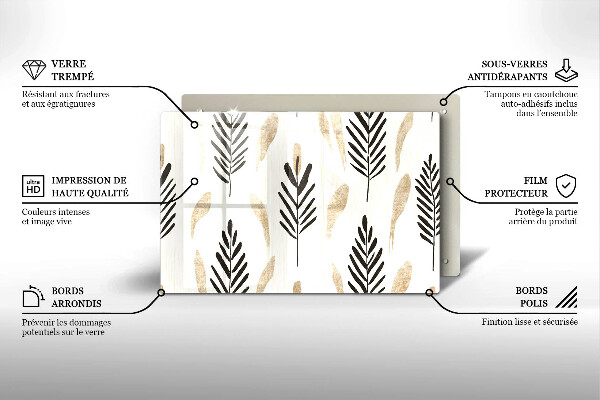 Chopping board glass Boho plants