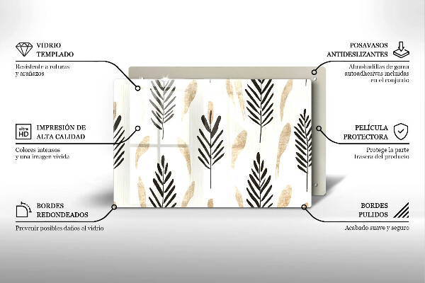 Chopping board glass Boho plants