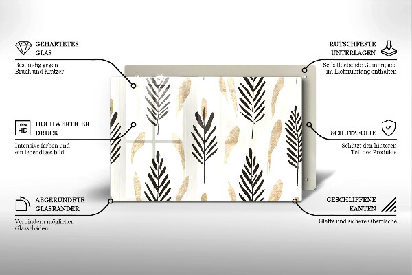 Chopping board glass Boho plants