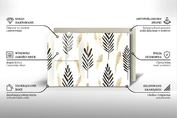 Chopping board glass Boho plants