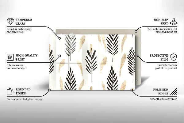 Chopping board glass Boho plants