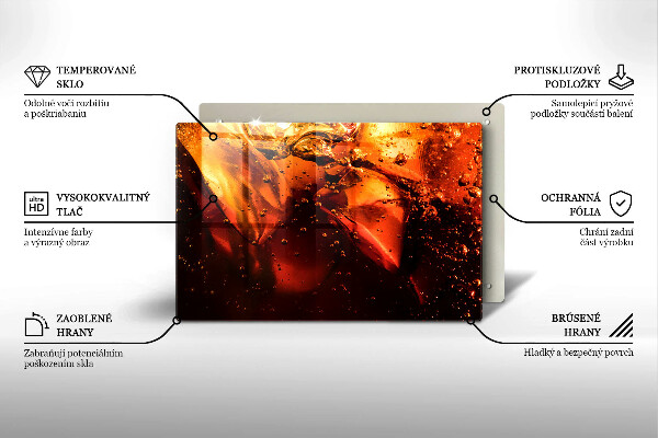 Chopping board glass Cola drink with ice