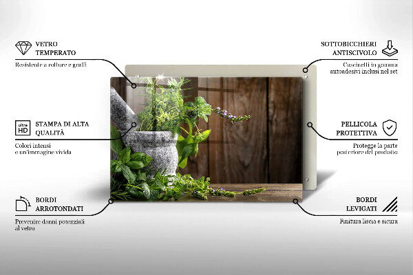 Chopping board glass Green herbs