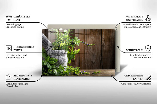 Chopping board glass Green herbs