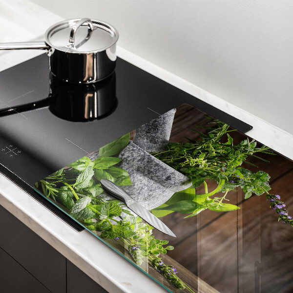 Chopping board glass Green herbs