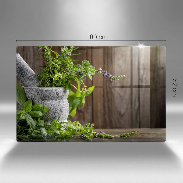 Chopping board glass Green herbs