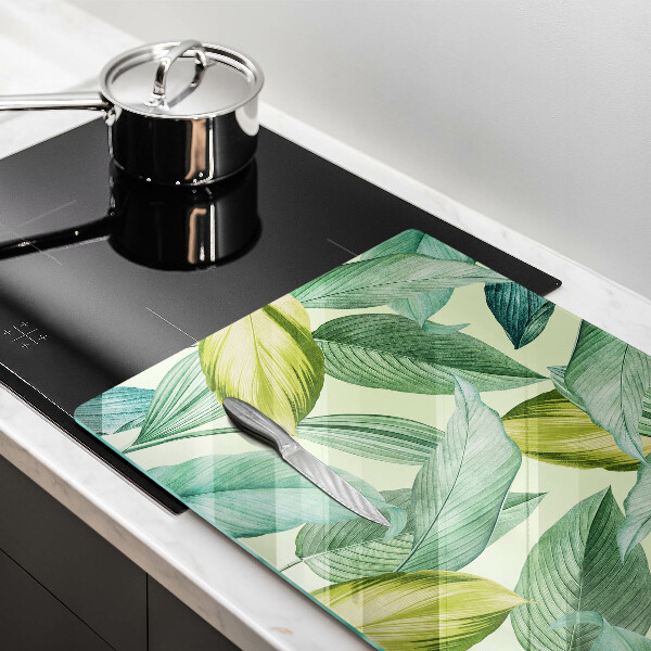 Chopping board glass Green tropical leaves
