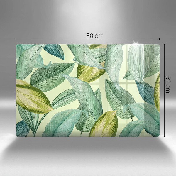 Chopping board glass Green tropical leaves