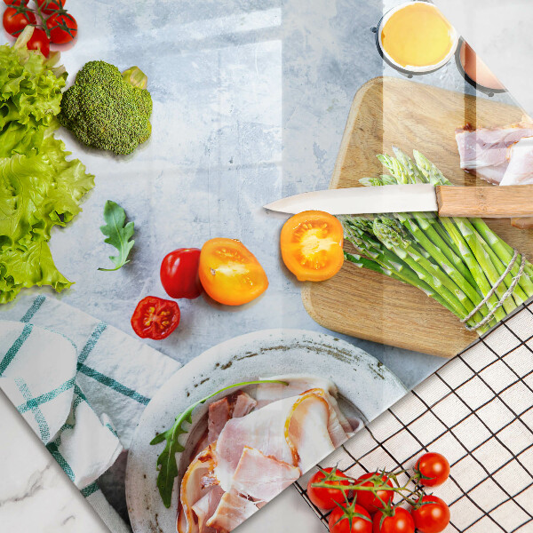 Chopping board glass Ingredients in the kitchen