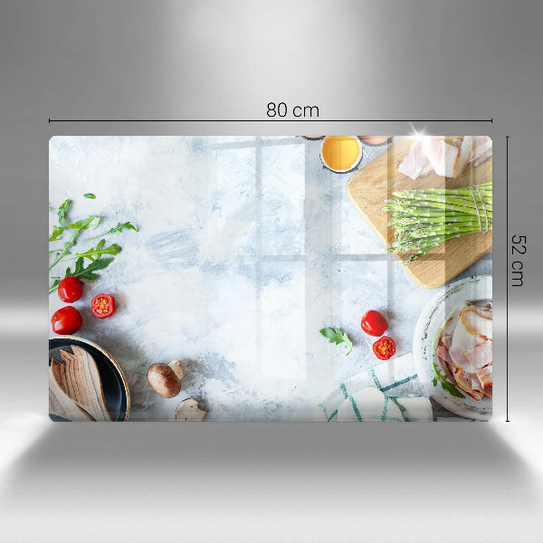 Chopping board glass Ingredients in the kitchen