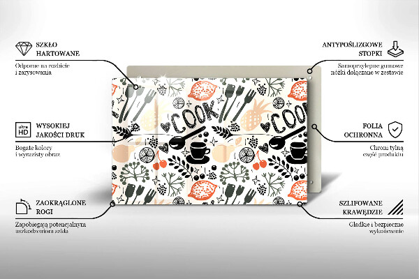 Chopping board glass Drawing kitchen theme