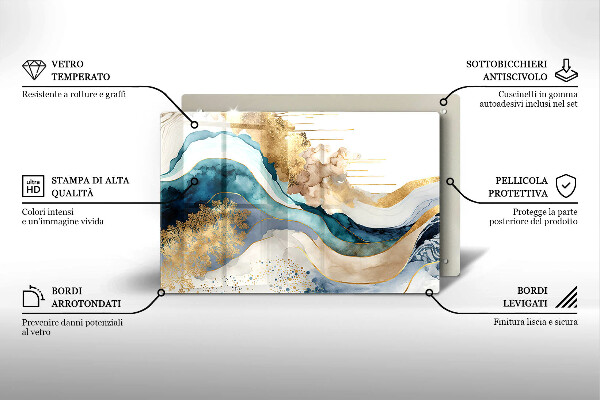 Chopping board glass Colorful marble