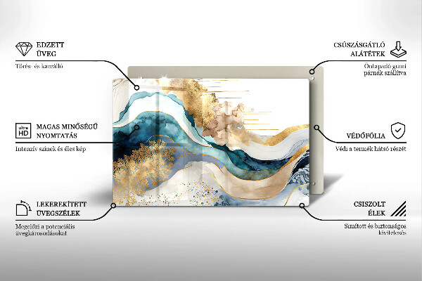 Chopping board glass Colorful marble